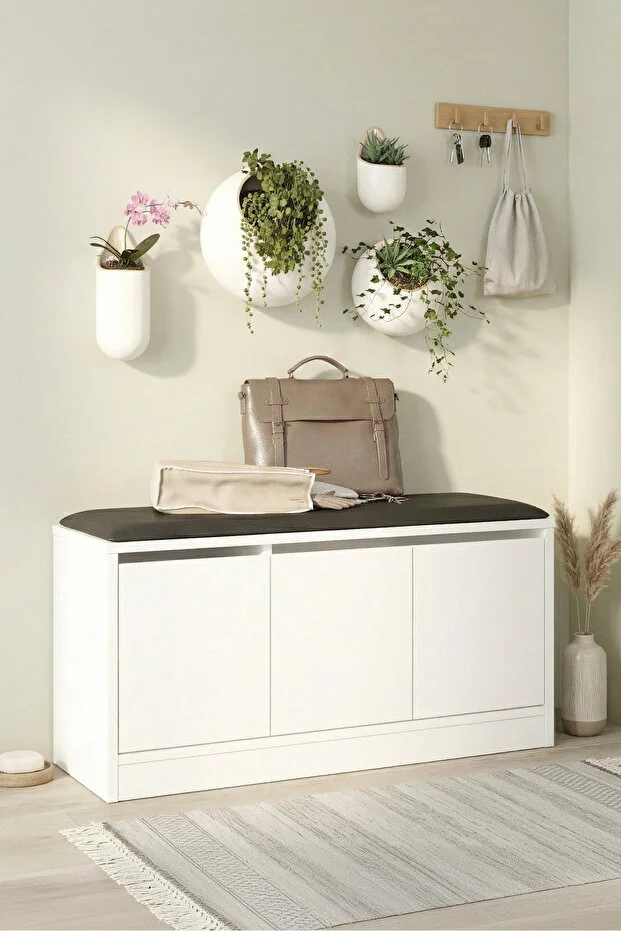 More Puflu Ayakkabılık 3 Kapaklı Dolap 90cm Beyaz 